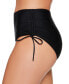 Фото #3 товара Solid Shirred-Side High-Waist Bikini Bottoms, Created for Macy's