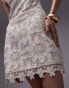 Topshop co-ord lace mini skirt with floral trim in ivory