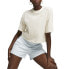 Puma Classics Oversized Cropped Crew Neck Short Sleeve T-Shirt Womens Off White