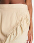 Фото #8 товара Vero Moda linen touch frill wrap mini skirt in beige