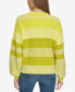 Фото #2 товара Women's Striped Side-Zip Blouson-Sleeve Sweater