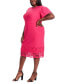 ფოტო #4 პროდუქტის Plus Size Lace-Trim Fit & Flare Dress