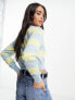 Noisy May cropped jumper in blue and yellow stripe