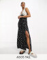 Фото #2 товара ASOS DESIGN Tall linen v neck maxi slip sundress in mix and match mono spot