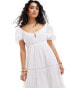 Фото #3 товара Iisla& Bird puff sleeve micro broderie maxi beach dress in white