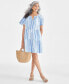 Фото #1 товара Women's Stripe Split-Neck Tiered Dress, Created for Macy's