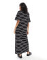 Фото #4 товара ASOS DESIGN oversized midaxi t-shirt dress in mono space stripe