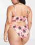 COLLUSION Plus tie dye sun print bikini top with double stap in pink