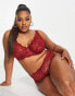 ASOS DESIGN Curve Rosie deep waist band thong in burgundy