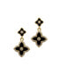 14K Gold Plated Black Clover Drop Earrings