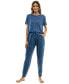 ფოტო #1 პროდუქტის Women's 2-Pc. Printed Jogger Pajamas Set