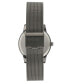 Women's Quartz Dark Gray Stainless Steel Mesh Band and Flower Pattern Watch, 35mm