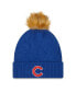 Фото #2 товара Women's Royal Chicago Cubs Snowy Cuffed Knit Hat with Pom