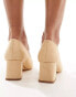 Truffle Collection wide fit block heel court shoe in beige