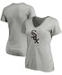 ფოტო #1 პროდუქტის Women's Heathered Gray Chicago White Sox Core Official Logo V-Neck T-shirt