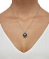 Фото #2 товара Macy's onyx & Diamond (1/20 ct. t.w.) Floral Disc 18" Pendant Necklace in Sterling Silver