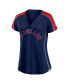 ფოტო #3 პროდუქტის Women's Navy, Red Cleveland Indians True Classic League Diva Pinstripe Raglan V-Neck T-shirt