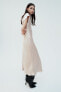 Фото #4 товара Атласное платье миди со сборкой на поясе ZARA