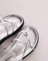 Topshop Julia premium leather minimal strappy sandals in silver