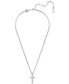ფოტო #2 პროდუქტის Silver-Tone Insigne Crystal Cross Pendant Necklace, 15" + 3" extender