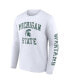 Фото #2 товара Men's White Michigan State Spartans Distressed Arch Over Logo Long Sleeve T-shirt