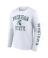 Men's White Michigan State Spartans Distressed Arch Over Logo Long Sleeve T-shirt