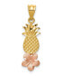 Pineapple With Plumeria Pendant in 14k Yellow and Rose Gold