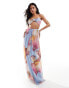 Фото #1 товара ASOS DESIGN mesh faux-ord bandeau maxi dress in oversized orchid print