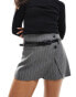 Фото #1 товара ASOS DESIGN tailored wrap belted skort in grey stripe