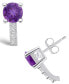 Фото #3 товара Серьги Macy's Amethyst & Diamond Studs