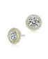 ფოტო #1 პროდუქტის Sterling Silver Round Cubic Zirconia Milgrain Set Halo Stud Earrings