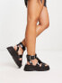 ASOS DESIGN Wide Fit Factor buckle hardware fisherman flat sandals in black