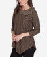 ფოტო #3 პროდუქტის Petite Split Cowl Neck Textured Herringbone Jacquard Knit Top