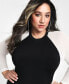 Фото #5 товара Trendy Plus Size Mesh Sleeve Colorblocked Bodycon Dress