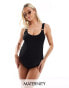 Фото #1 товара The Frolic cayman Maternity swimsuit with tortoise circle trim in black crinkle