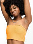 Noisy May bubble textured bandeau top in bright orange