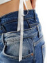 Фото #5 товара Bershka turn down waistband wide leg jeans in indigo wash