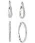 ფოტო #4 პროდუქტის 2-Pc. Set Wavy & Round Glitter Hoop Earrings in Sterling Silver