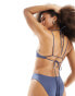 Фото #4 товара Weekday Kiama shiny multi strap bikini top in dusty blue