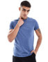 Фото #1 товара Bershka roll sleeve basic t-shirt in blue