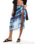 Wednesday's Girl tie dye midaxi beach sarong in blue