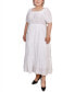 Фото #6 товара Plus Size Short Sleeve Tiered Midi Dress