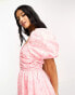 Фото #2 товара Collective the Label Petite exclusive puff sleeve jacquard maxi dress in pink daisy