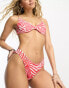 Фото #4 товара River Island mesh insert bikini bottom in red animal print