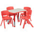 Фото #1 товара 21.875''W X 26.625''L Rectangular Red Plastic Height Adjustable Activity Table Set With 4 Chairs