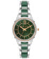 ფოტო #1 პროდუქტის Women's Three-Hand Quartz Silver-Tone Alloy with Green Ceramic Bracelet Watch, 32mm