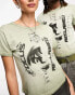 Фото #4 товара Reclaimed Vintage unisex 90s shrunken tee in Y2K khaki print