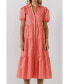 ფოტო #1 პროდუქტის Women's Puff Sleeve Tiered Midi Dress