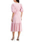 ფოტო #2 პროდუქტის Women's Gingham Check V-Neck Tie-Waist Midi Dress