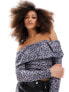 Фото #3 товара Miss Selfridge bardot in top in grey animal print